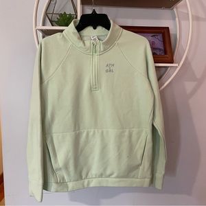 Athleta Girl Girls Youth XXL 16 Green Pullover Half Zip Sweatshirt